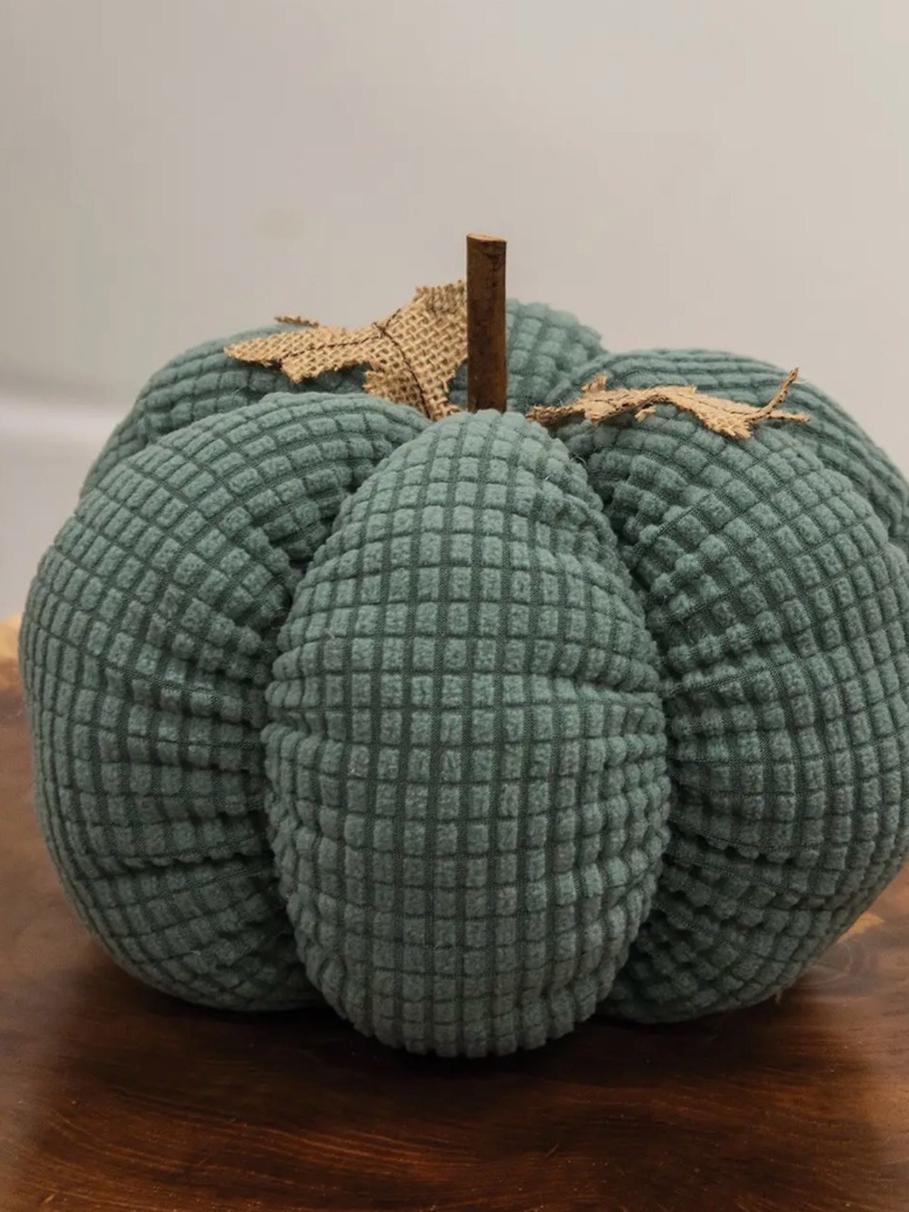 Teal Waffle-Texture Decorative Pumpkin Accent